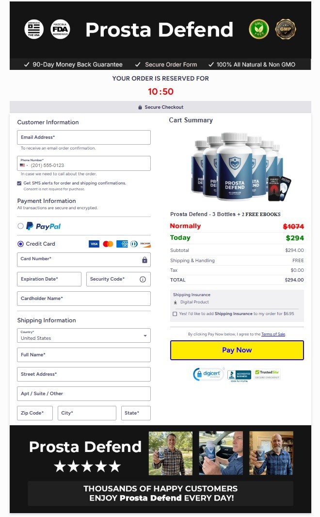 Prosta Defend Official Website Secure Order Page
